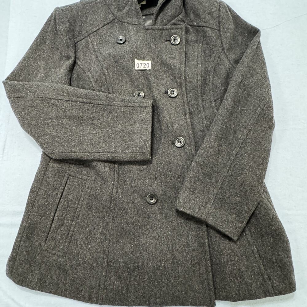 Cato Black Wool Blend Pea Coat Womens Double Breasted Warm Winter Jacket Classic - Picture 2 of 16